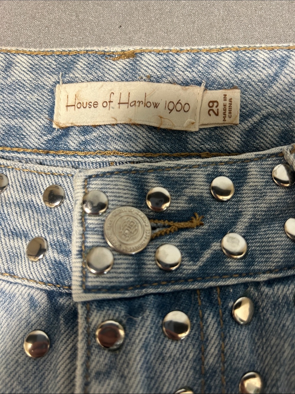 Light Blue Studded Denim Jeans - Picture 10 of 13